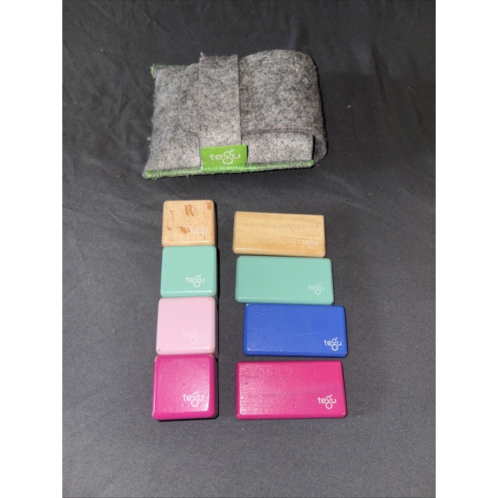 8 Piece Tegu Pocket Pouch Magnetic Wooden Block Set, Nelson